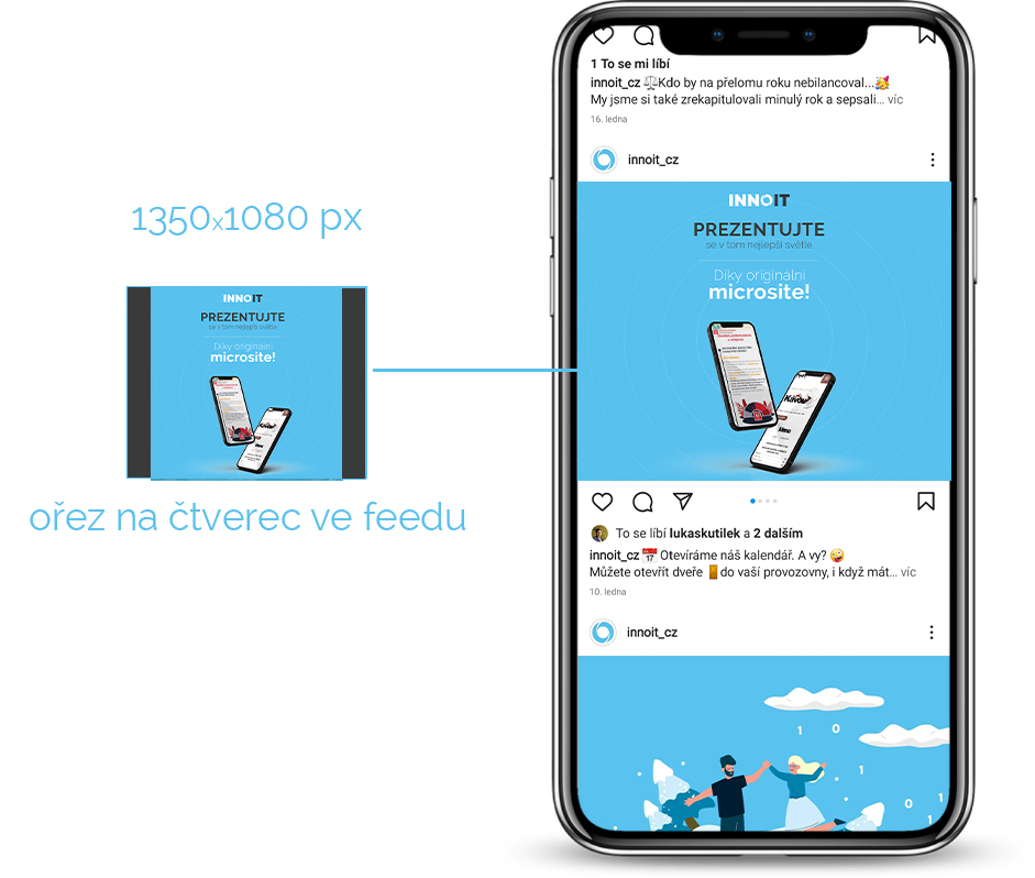 příspěvek ve feedu na Instagramu